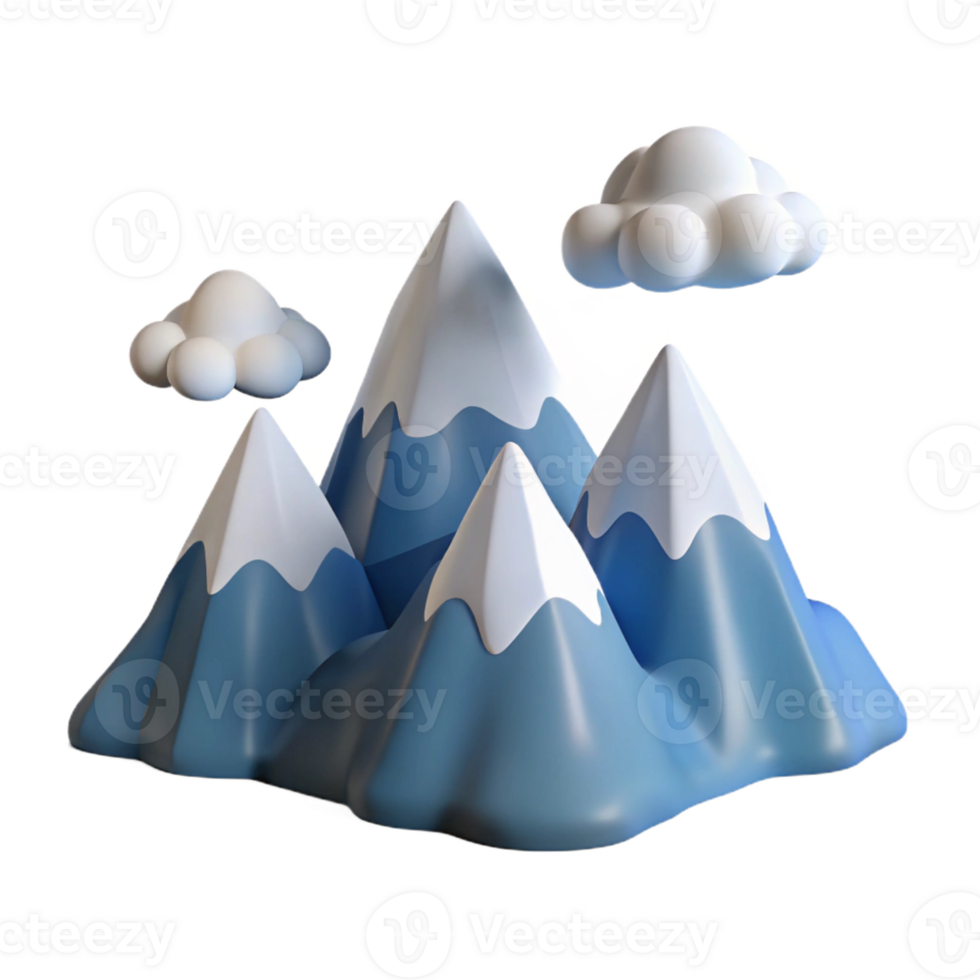 wonderful minimalist Cartoon 3D Mountain Illustration high resolution png