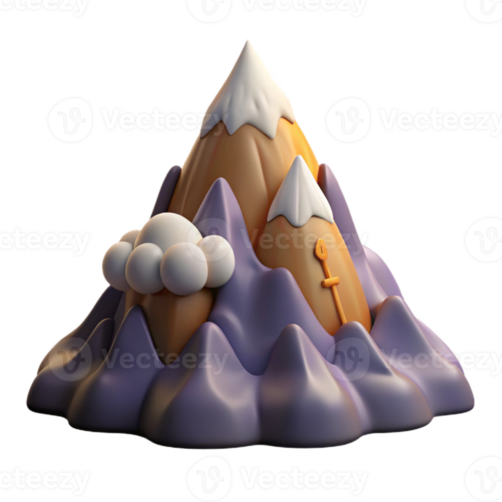 magnificent contemporary Cartoon 3D Mountain Illustration original png