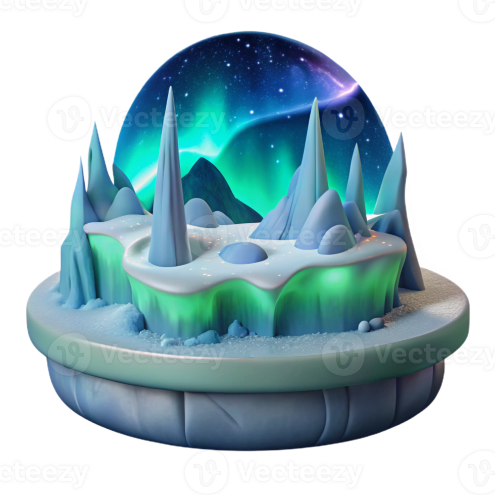 beautiful creative Arctic Aurora 3D Render authentic png