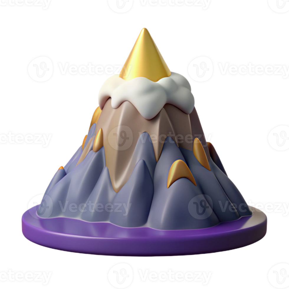 wonderful traditional Cartoon 3D Mountain Illustration 4K png