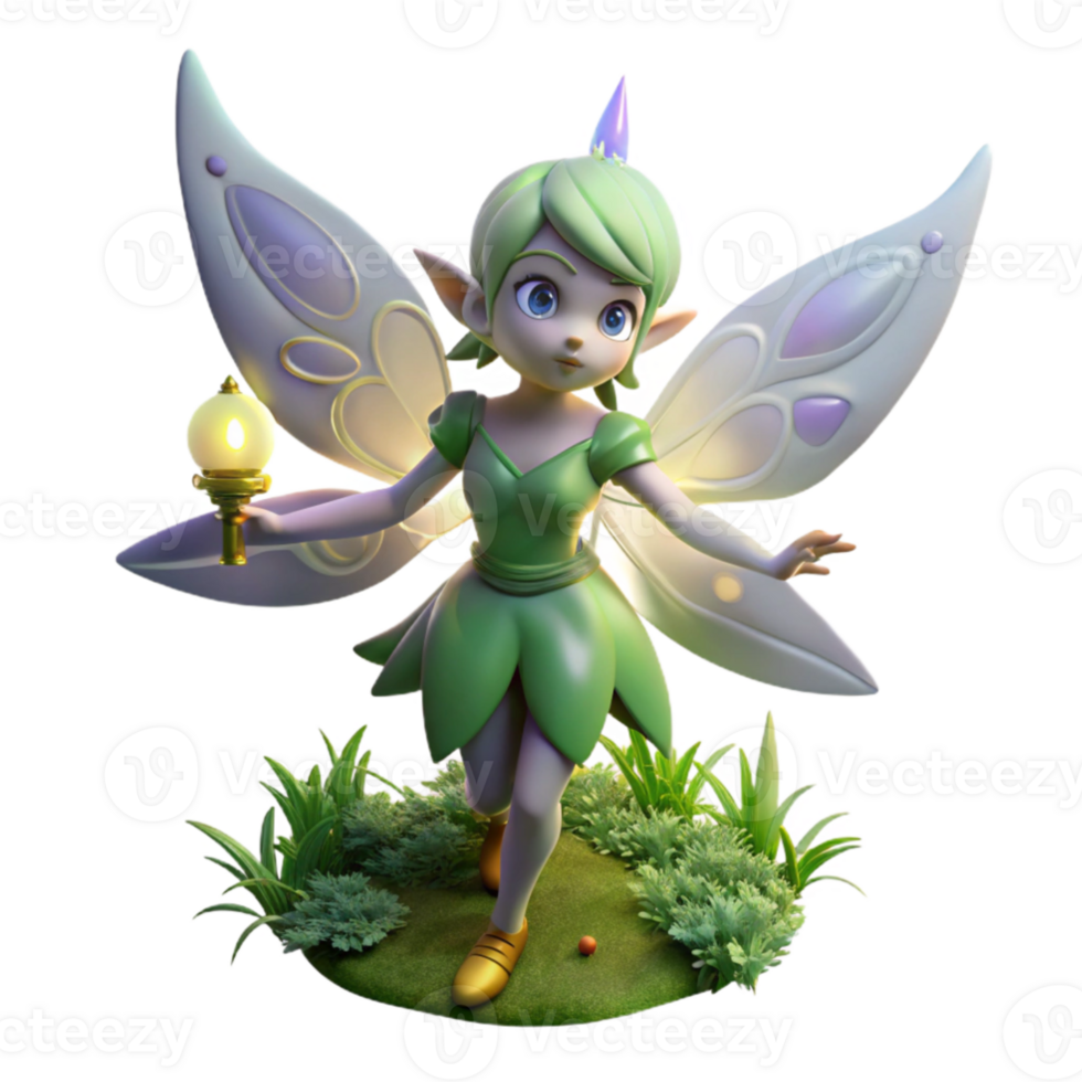 magnificent minimalist Green Fairy 3D Render original png