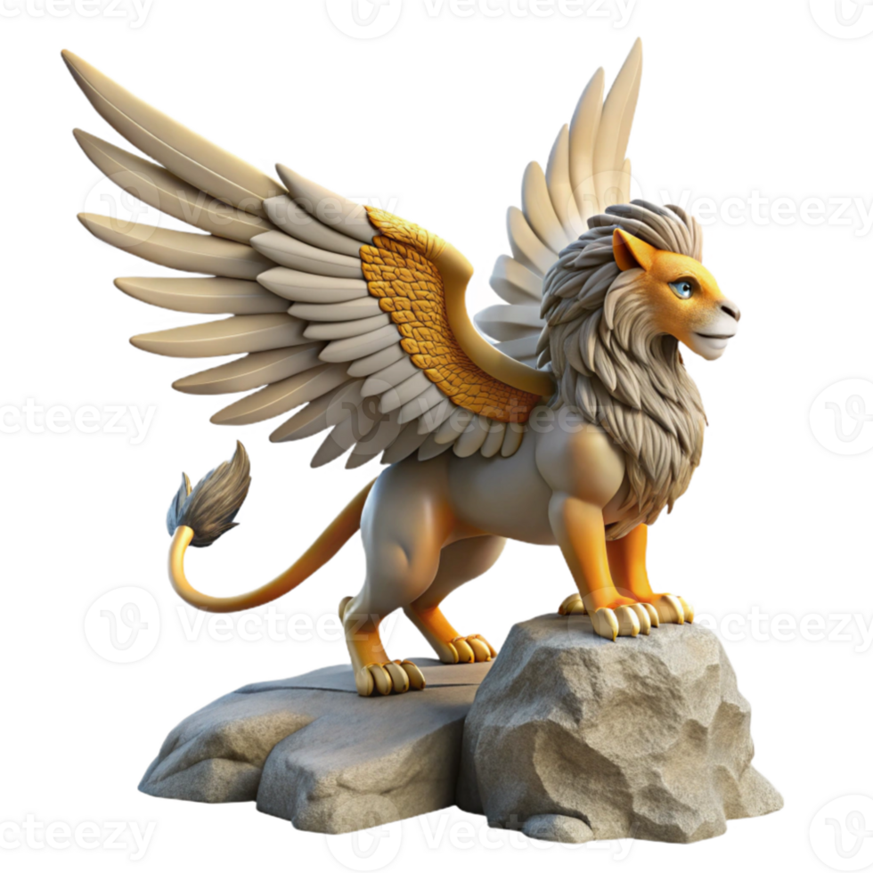 elegant minimalist Majestic Griffin 3D Render professional png