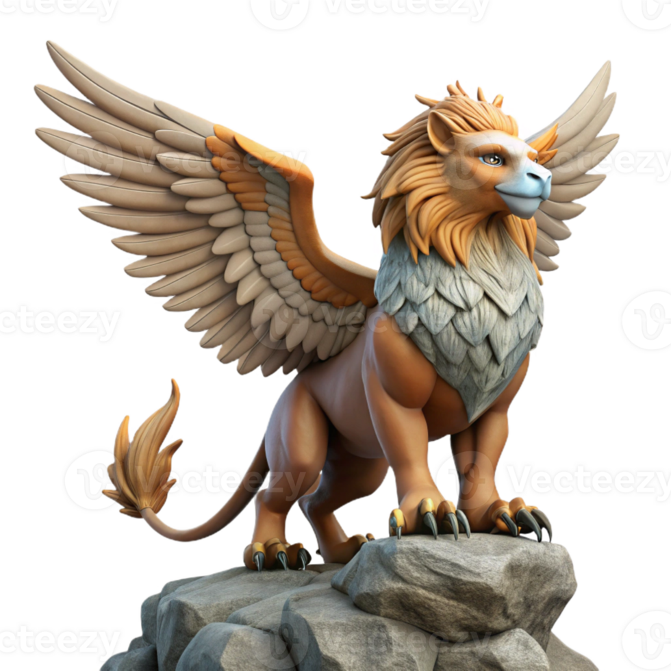 serene contemporary Majestic Griffin 3D Render high resolution png
