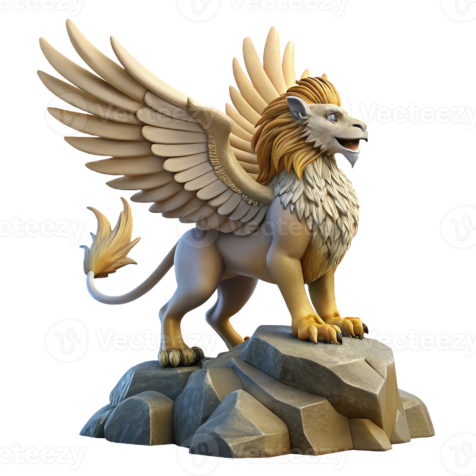 magnificent traditional Majestic Griffin 3D Render high resolution png