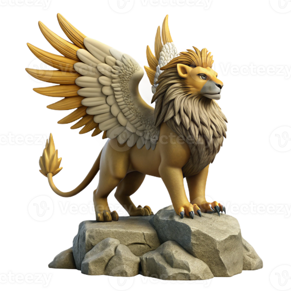 stunning minimalist Majestic Griffin 3D Render professional png