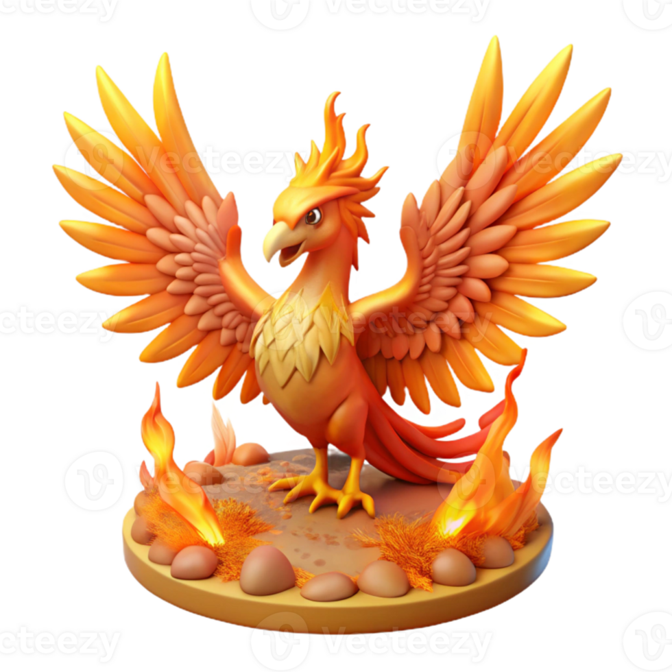vibrant abstract 3D Render of a Mythical Phoenix original png