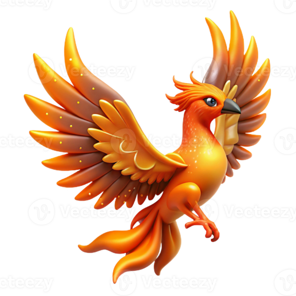 magnificent traditional 3D Render Fiery Phoenix Illustration 4K png