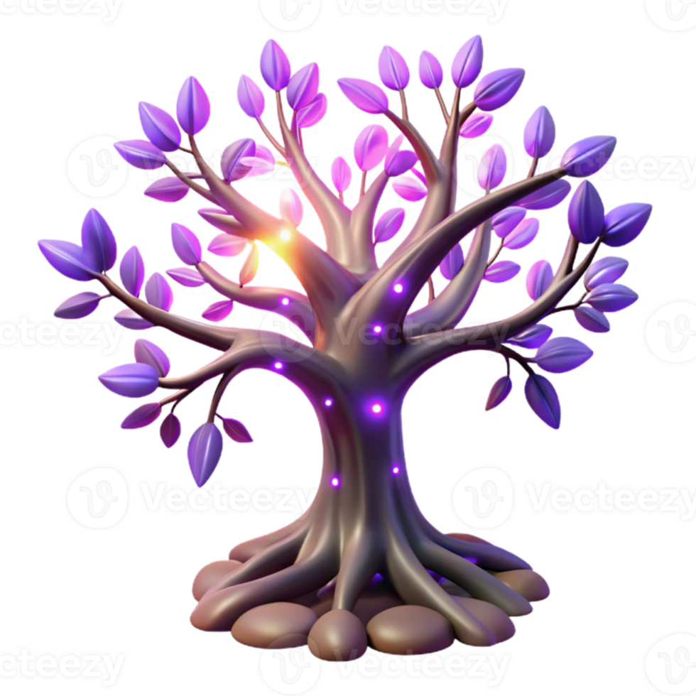 extraordinary creative Glowing Purple Tree 3D Illustration exclusive png