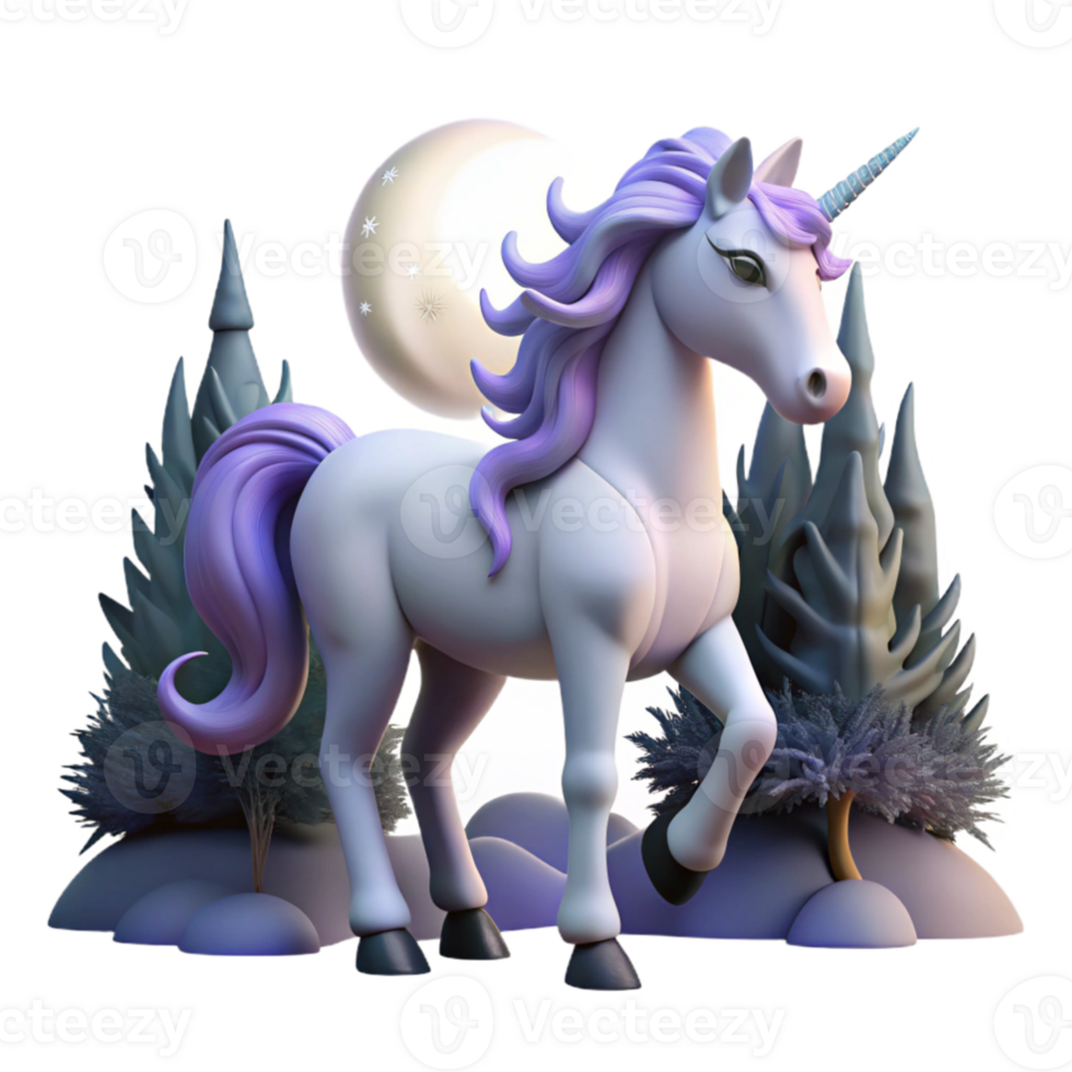 beautiful abstract Magical Unicorn 3D Render high quality png