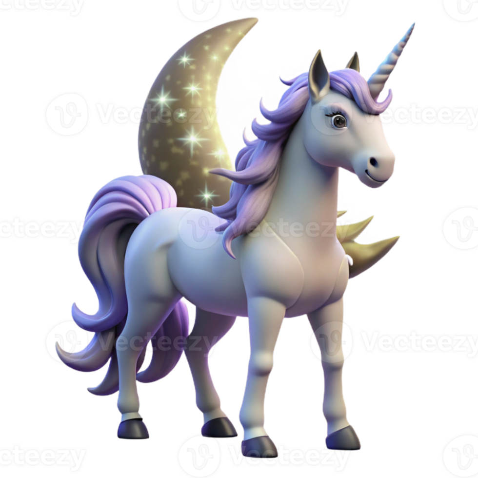 magnificent modern Magical Unicorn 3D Render genuine png