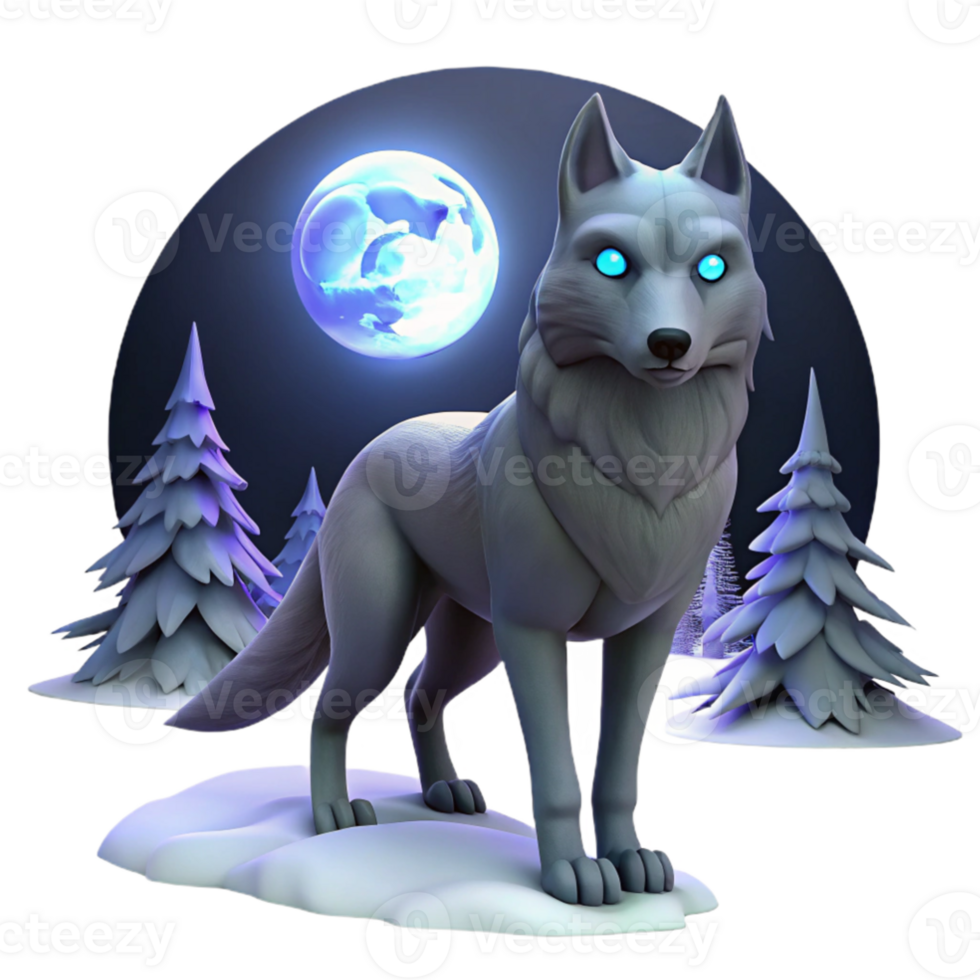 extraordinary artistic Arctic Wolf 3D Render high resolution png