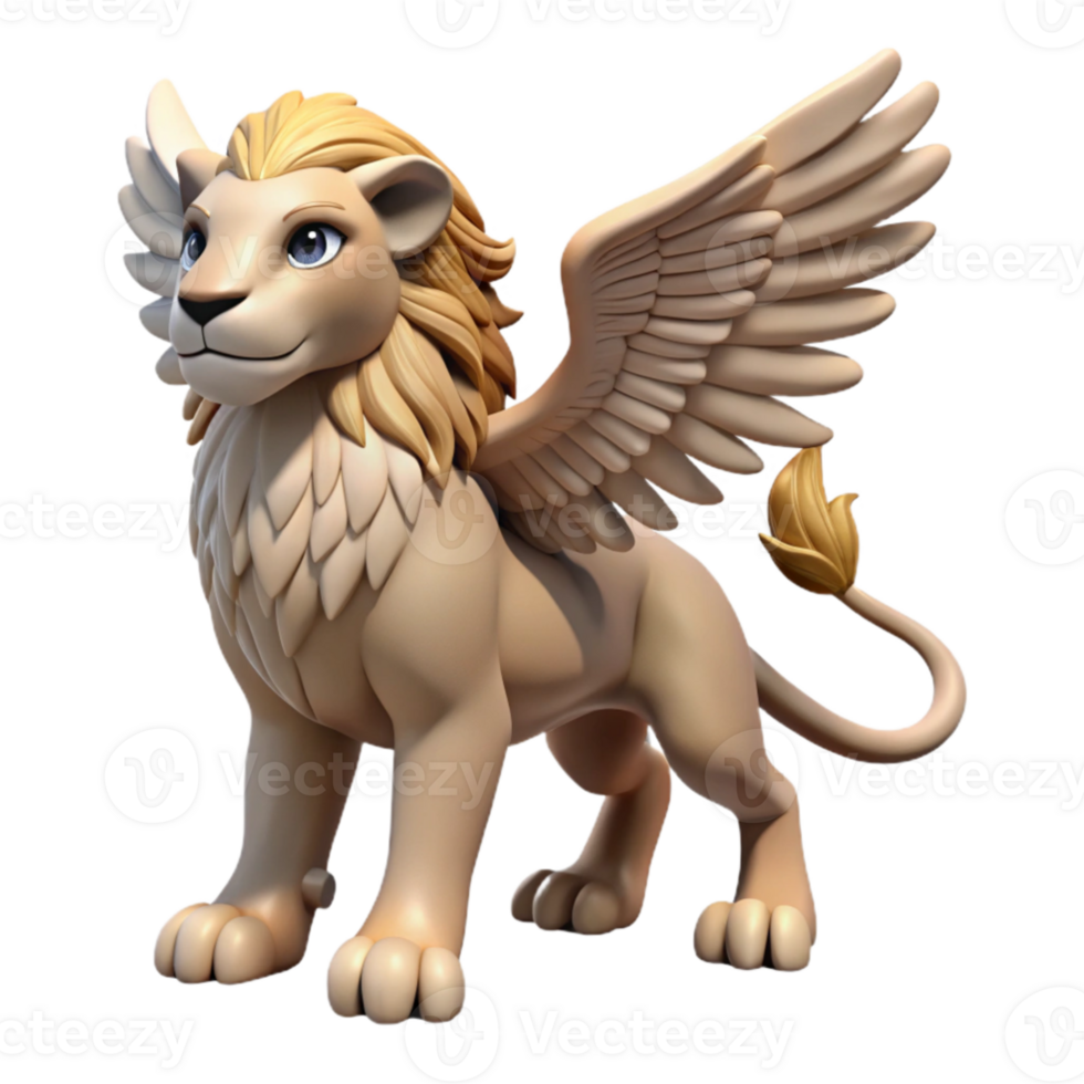 magnificent creative 3D Render of a Winged Lion genuine png