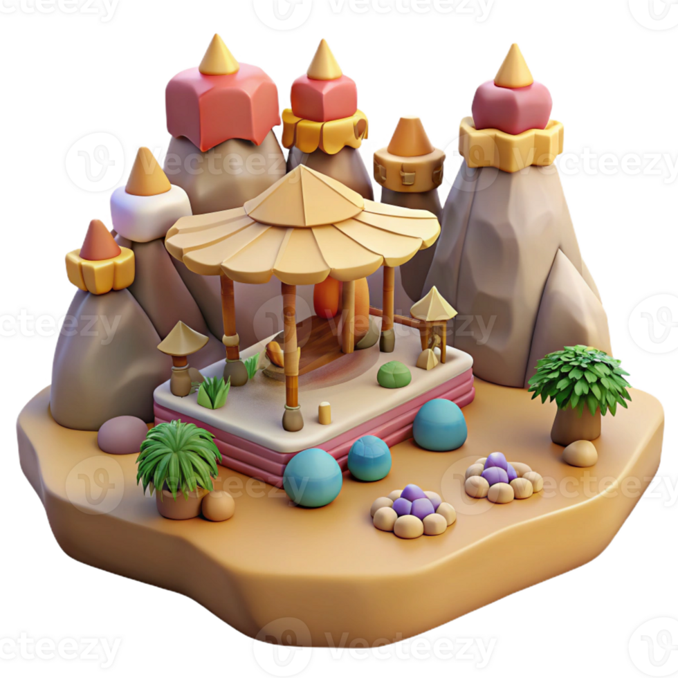 magnificent modern Whimsical 3D Island Render premium png