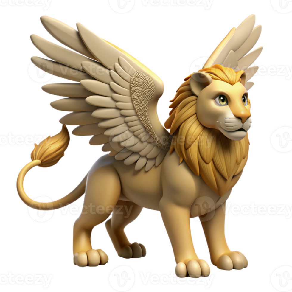 magnificent rustic 3D Model of a Winged Lion genuine png