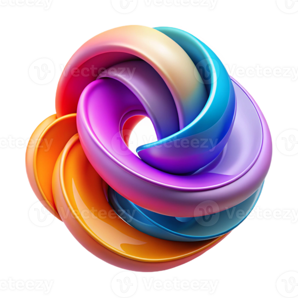 impressive minimalist Abstract 3D Colorful Knot Illustration high quality png