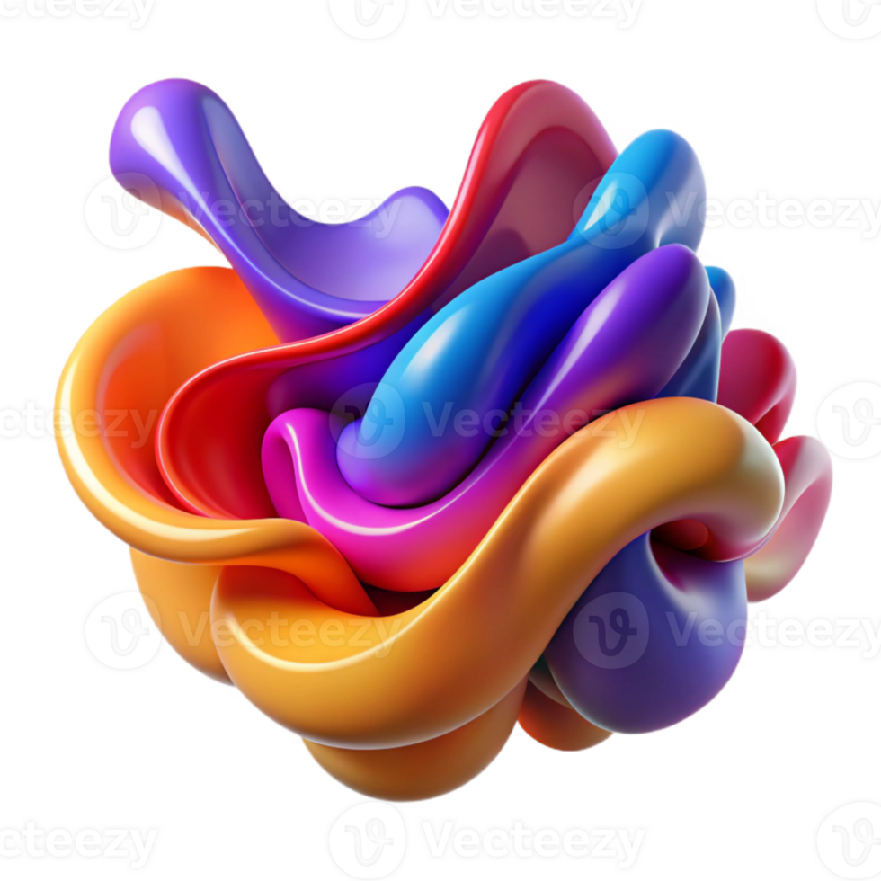 vibrant artistic Abstract 3D Colorful Swirls genuine png