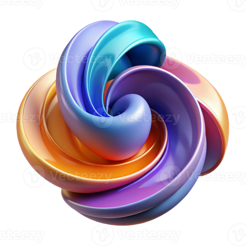 vibrant vintage Abstract 3D Colorful Swirls Background authentic png