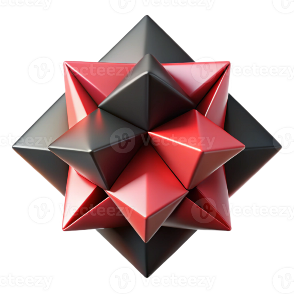 vibrant minimalist Red and Black 3D Geometric Abstract Background authentic png