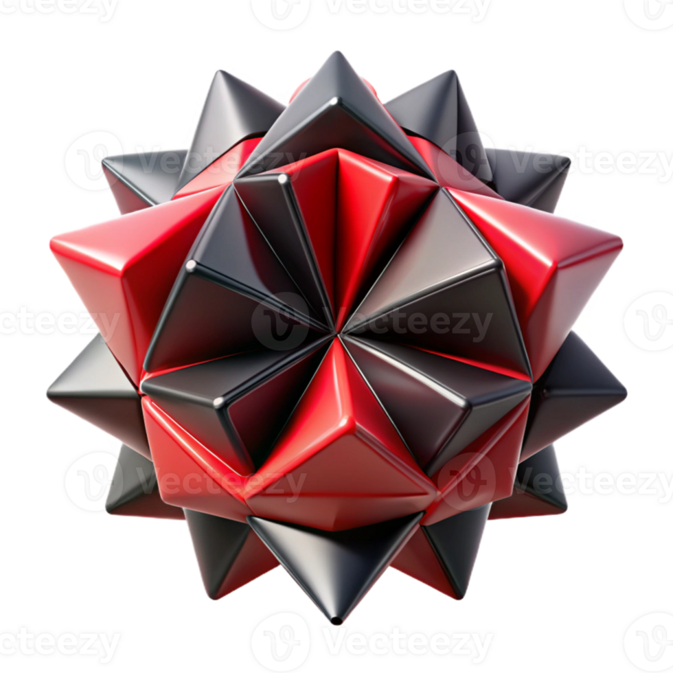wonderful rustic Red and Black 3D Abstract Geometric Sphere professional png