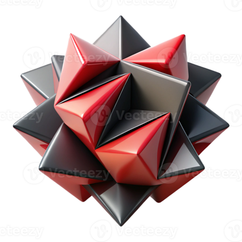 dramatic creative Red and Black 3D Abstract Geometric Form high resolution png