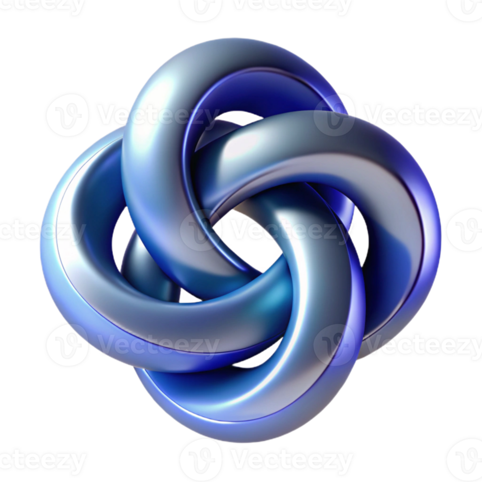 impressive abstract Blue Interlocking Rings 3D Render genuine png