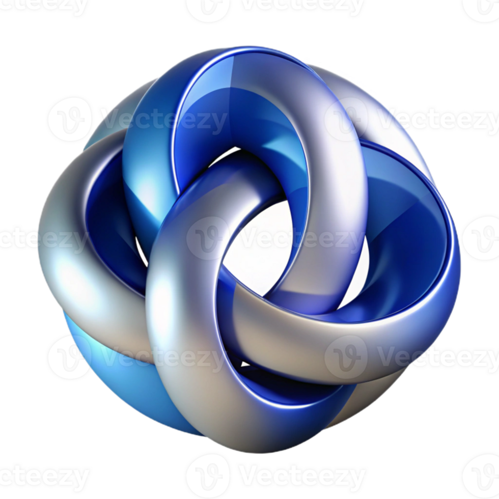 wonderful minimalist Abstract 3D Blue Silver Knot Design genuine png