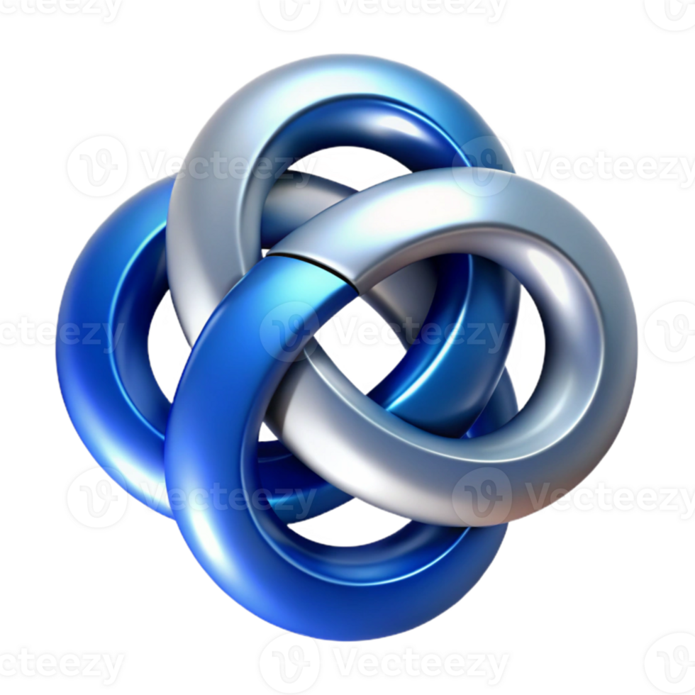 vibrant classic Abstract 3D Blue Silver Knot Illustration 4K png