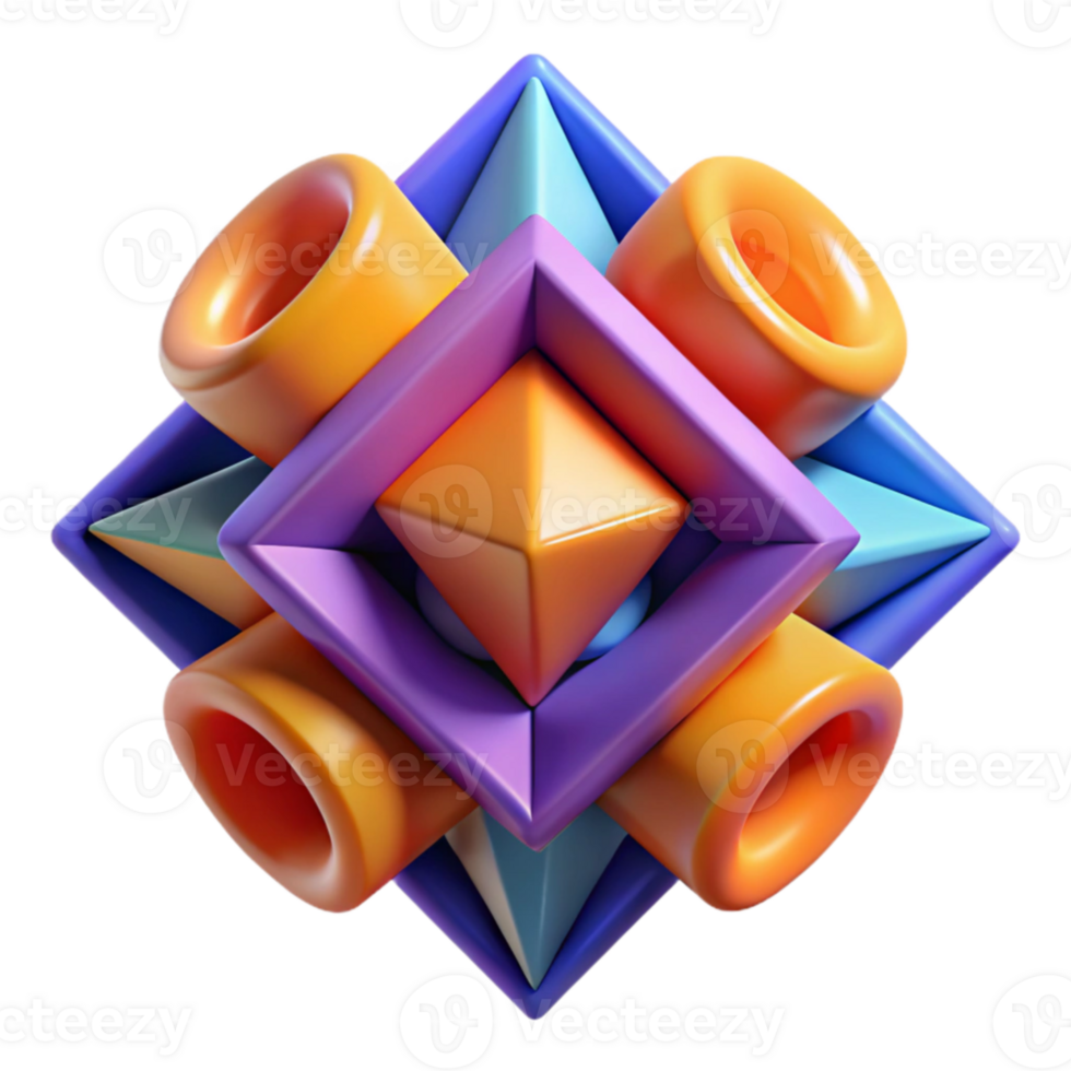 elegant abstract Abstract 3D Geometric Shapes premium png