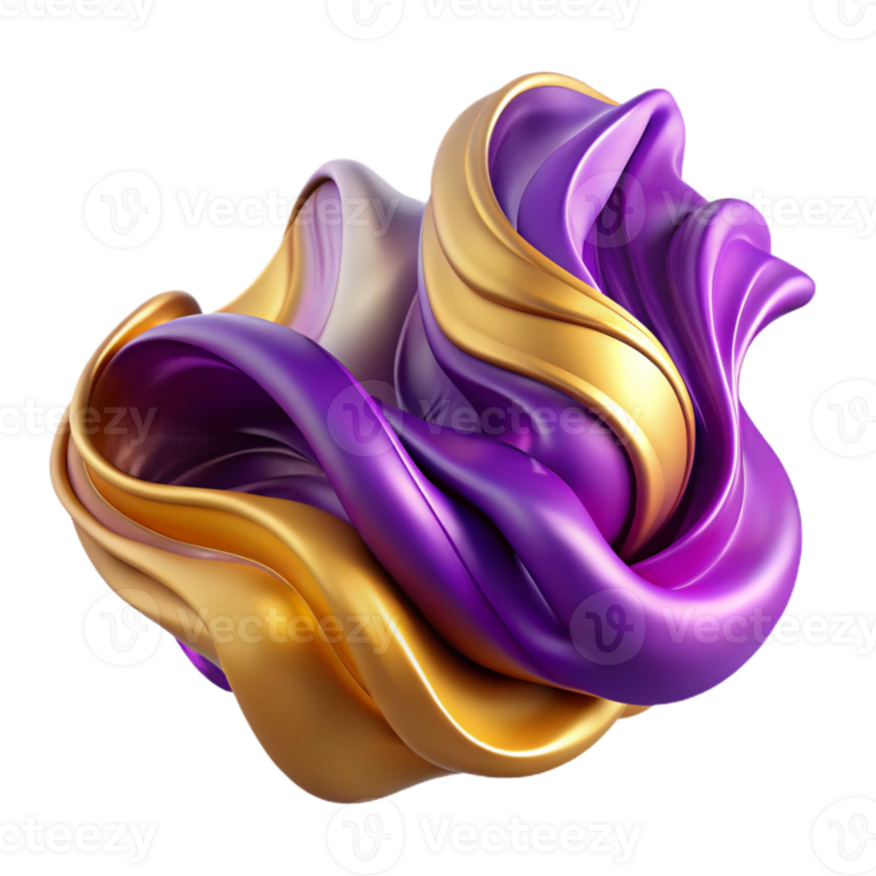 serene abstract Abstract 3D Render Purple Gold Swirls original png