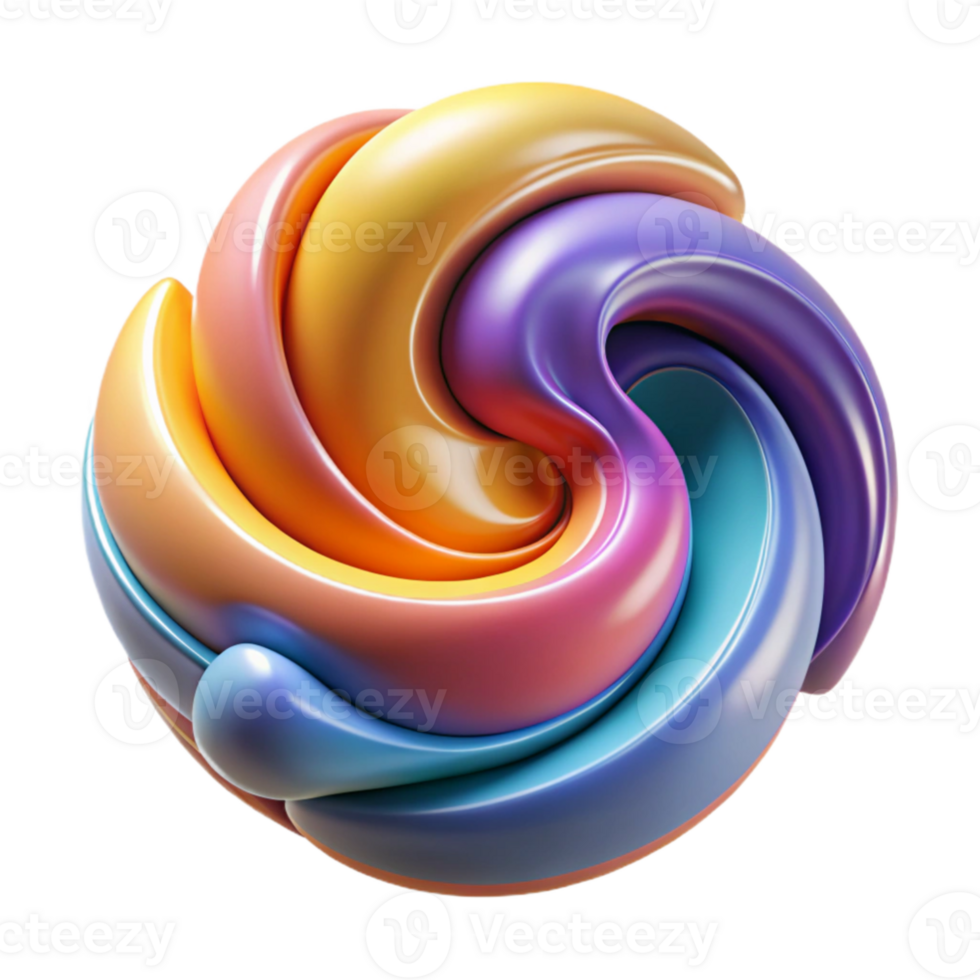 magnificent artistic Abstract 3D Render Colorful Swirl high quality png