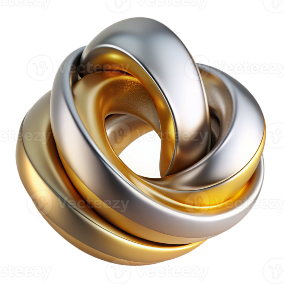 magnificent abstract Gold and Silver 3D Abstract Knot Illustration original png
