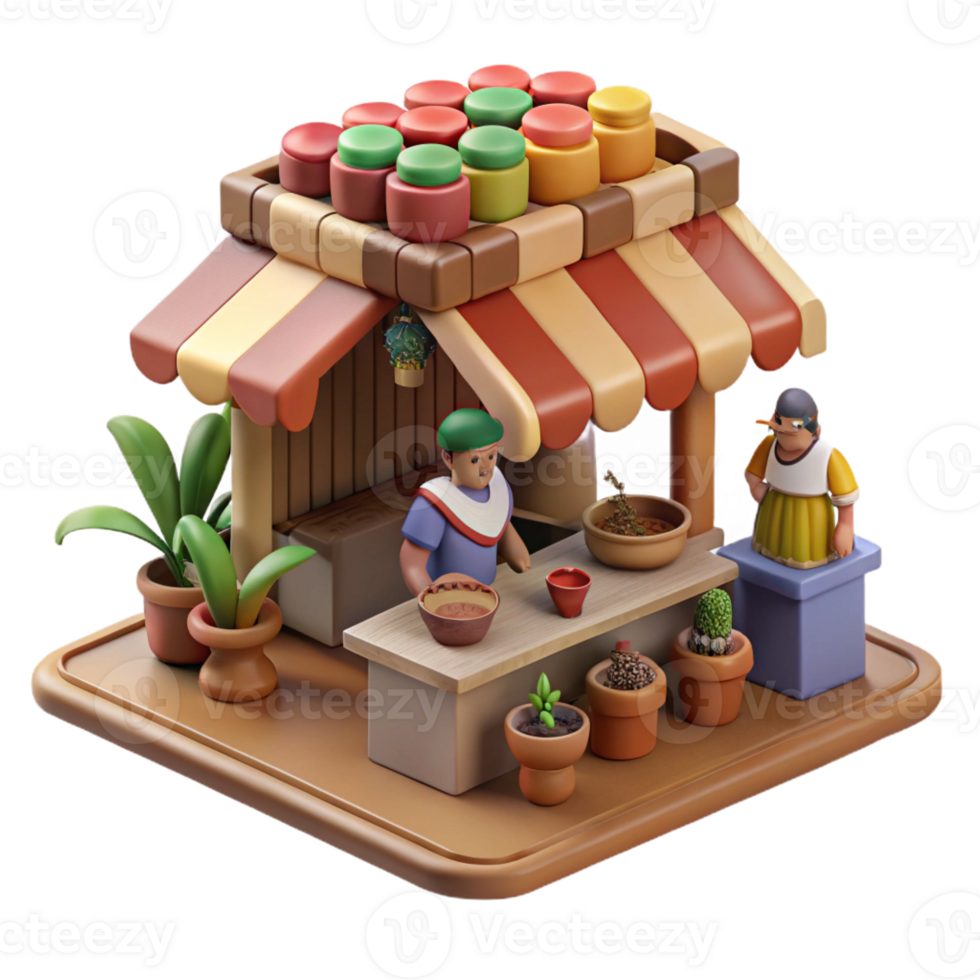 magnificent minimalist 3D Render of a Food Stall detailed png