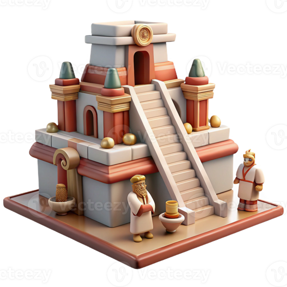 dramatic contemporary 3D Stylized Ancient Temple Illustration high quality png