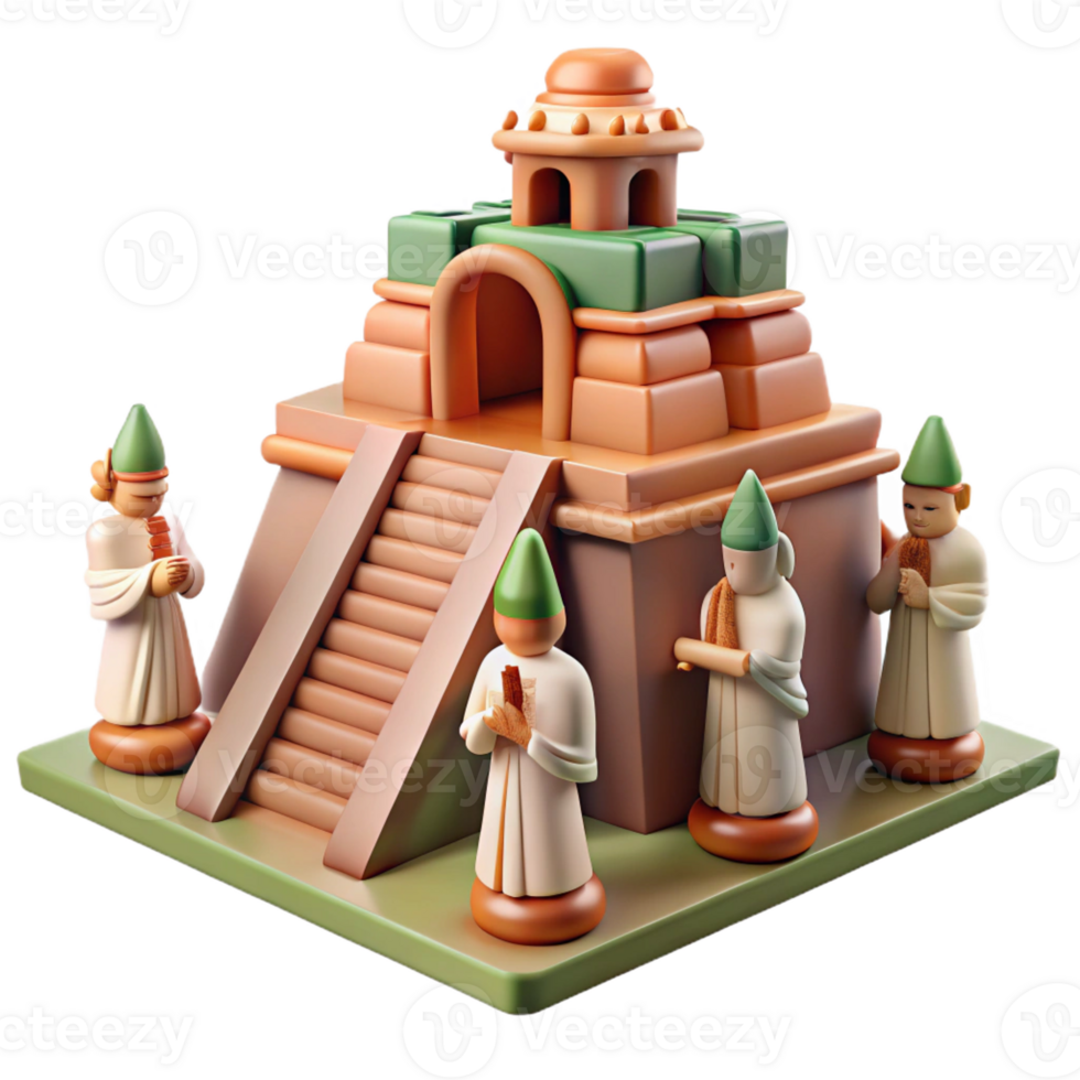 wonderful creative 3D Stylized Temple Illustration 4K png