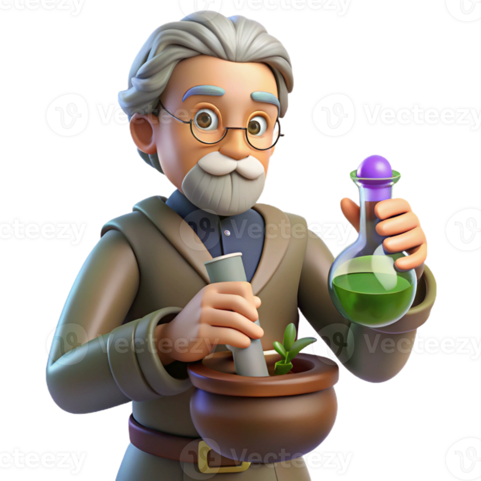 wonderful modern 3D Cartoon Scientist Alchemist exclusive png