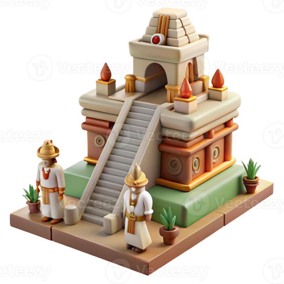 elegant artistic 3D Render of Ancient Temple with Figures high quality png