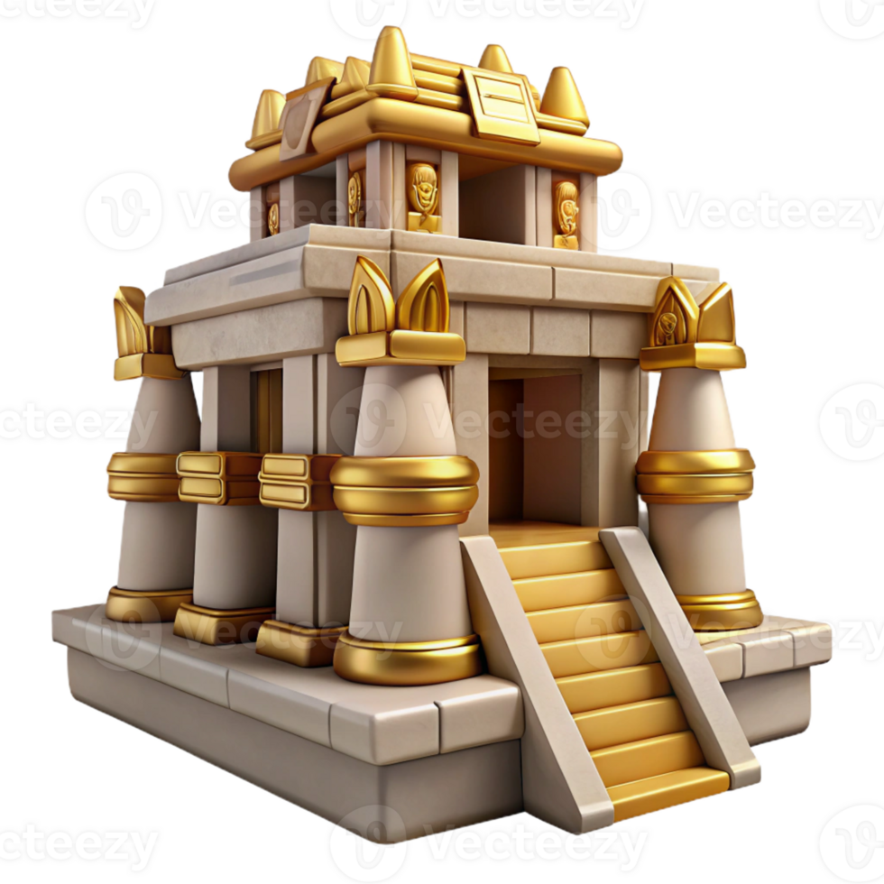 serene contemporary Golden Temple 3D Render authentic png