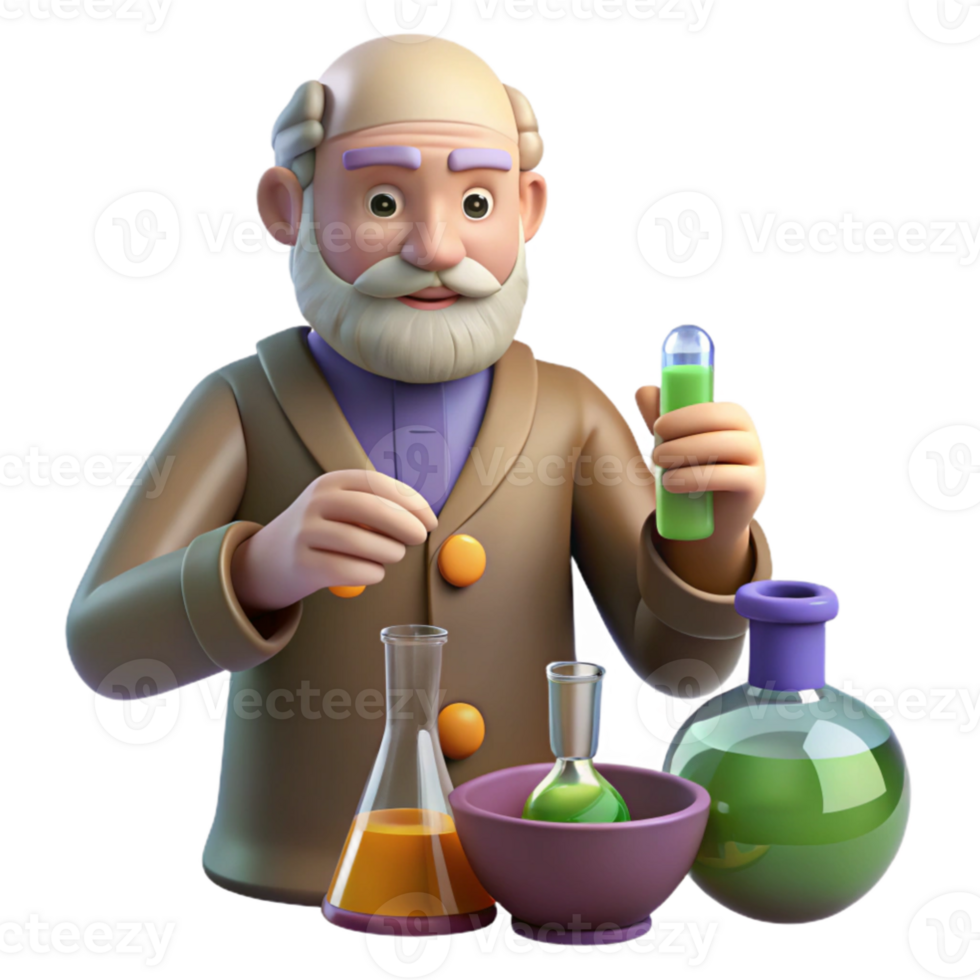 magnificent rustic 3D Illustration Scientist Lab Experiment detailed png