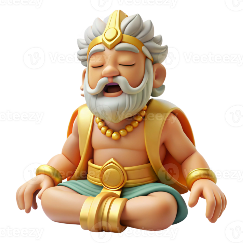 serene creative 3D Illustration of a Meditating Wise Man original png