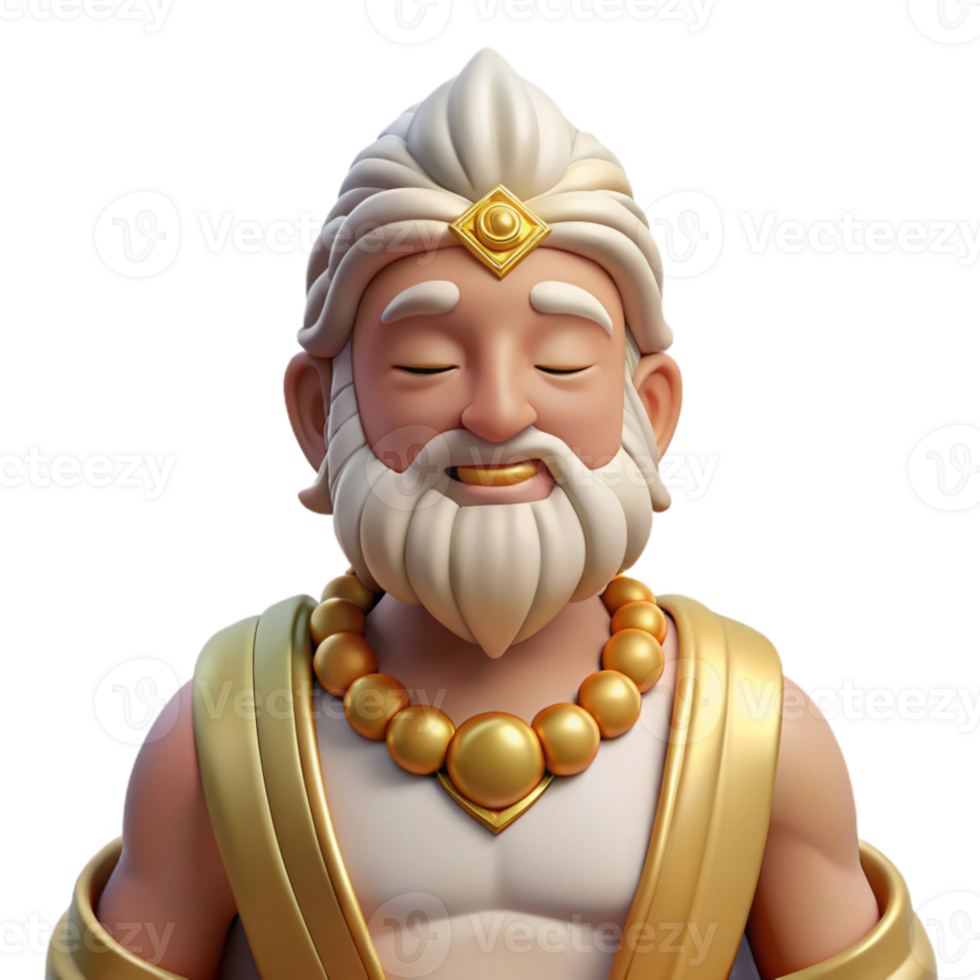 vibrant vintage Serene 3D Render of Wise Old Man 4K png