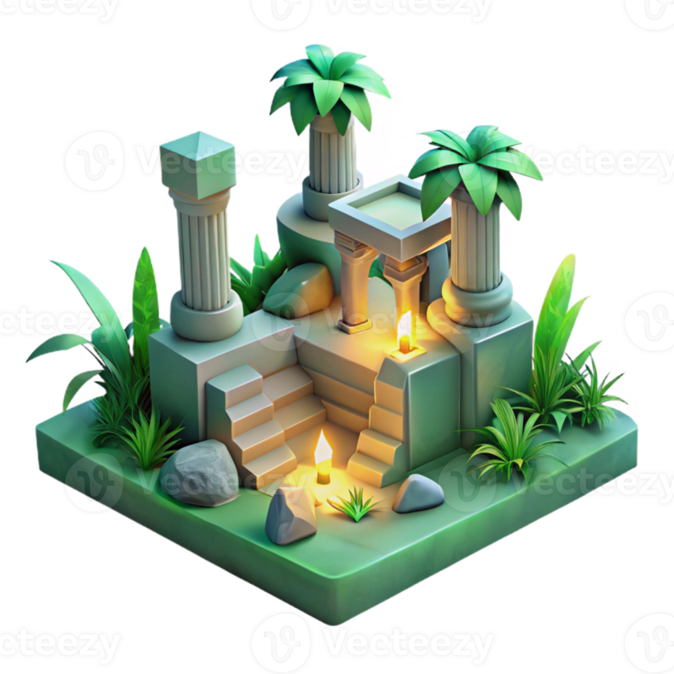 dramatic abstract 3D Render of a Lush, Mystical Shrine exclusive png