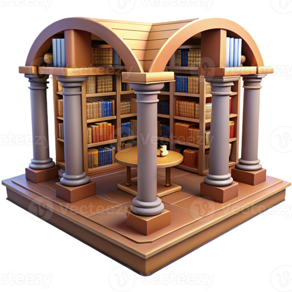 dramatic creative 3D Render of Classical Library Nook professional png