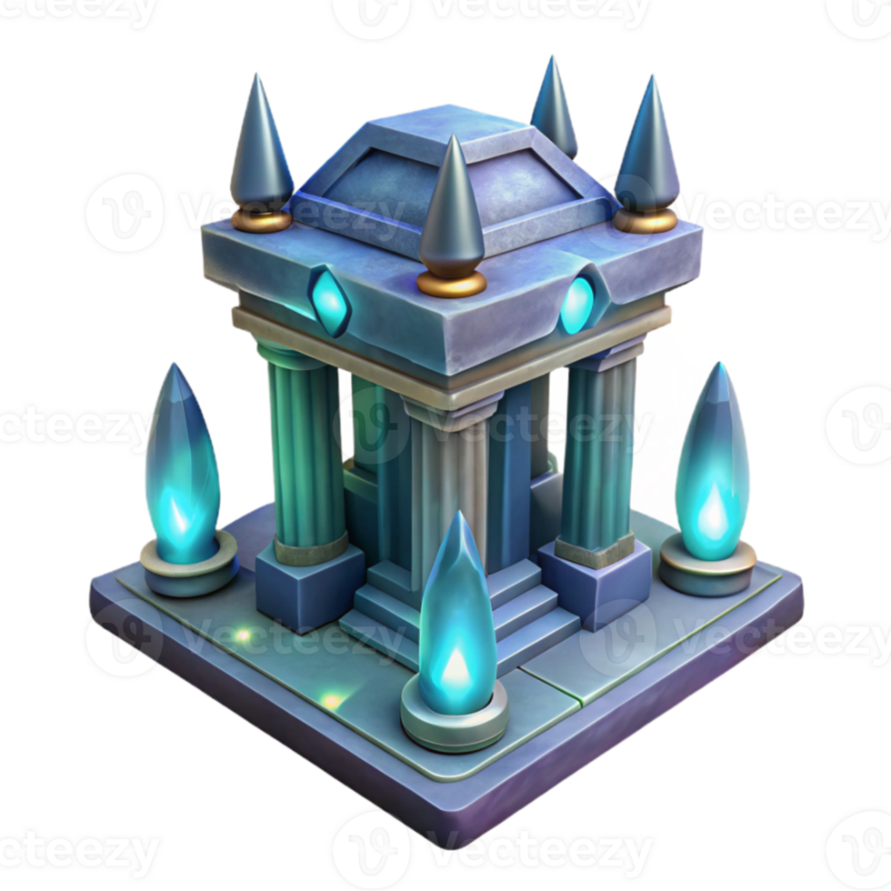 serene rustic Fantasy Temple 3D Model high quality png