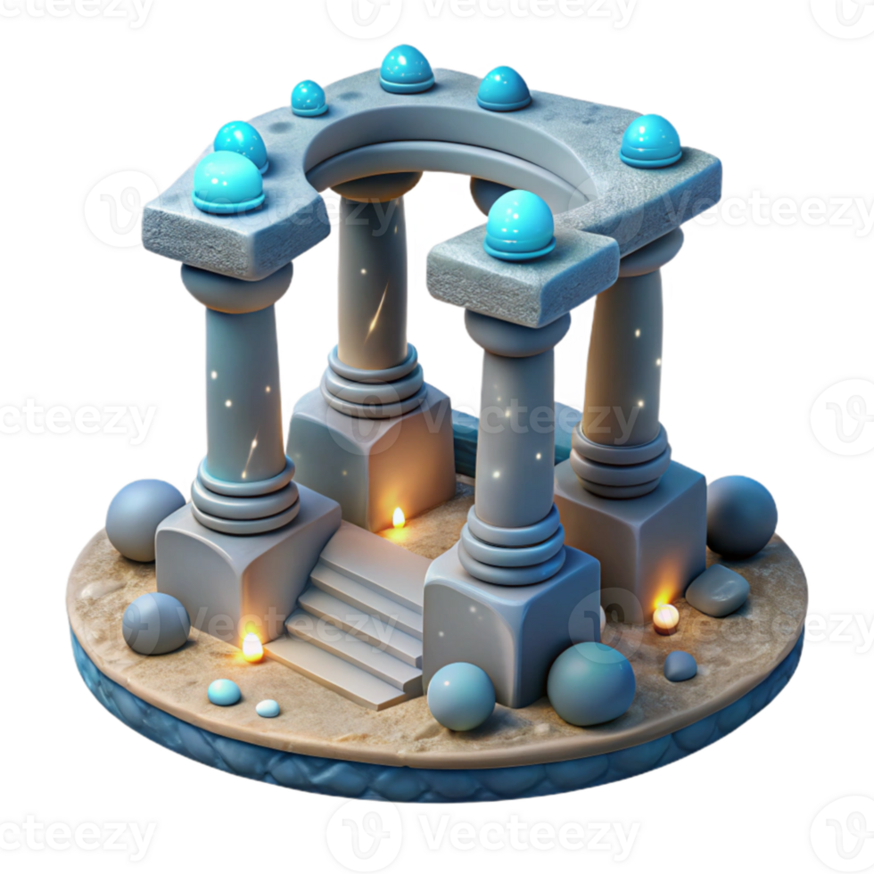 serene artistic 3D Render Mystical Temple Illustration high quality png