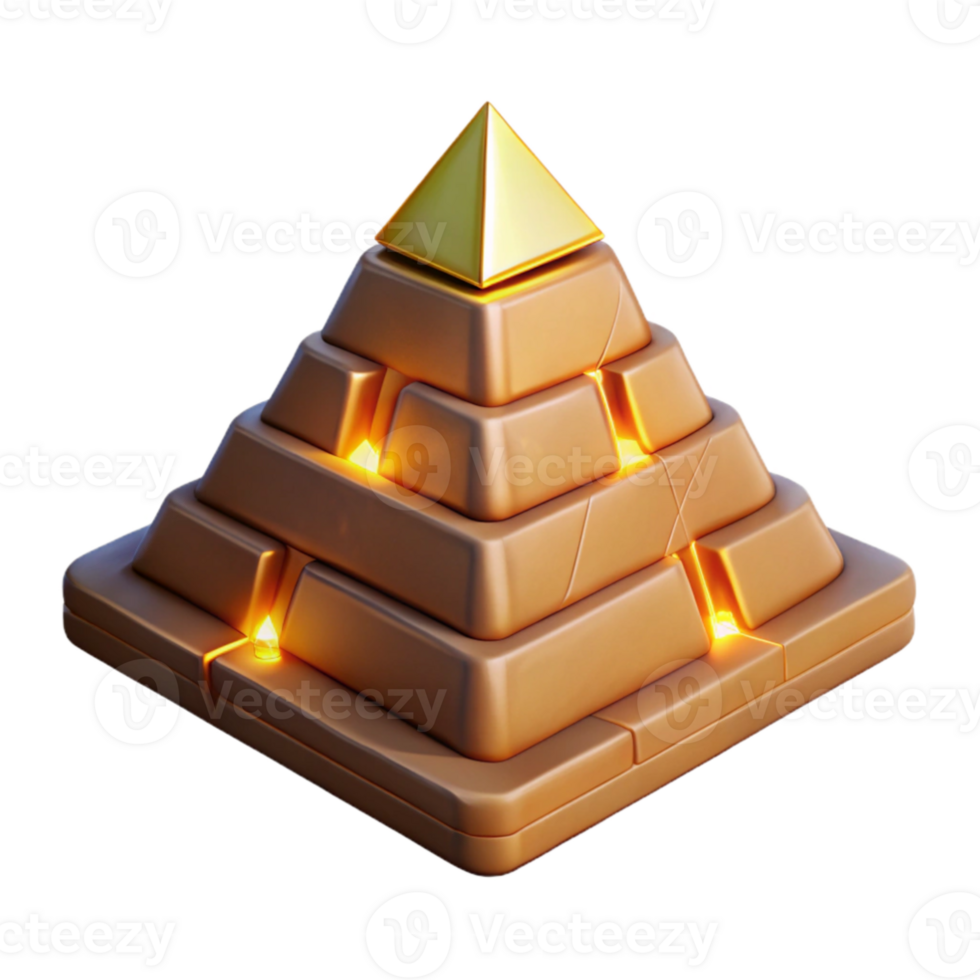 wonderful artistic Golden Pyramid 3D Render premium png