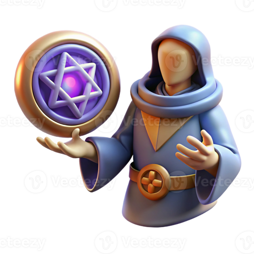 magnificent classic 3D Render of a Wizard with Magic Orb genuine png