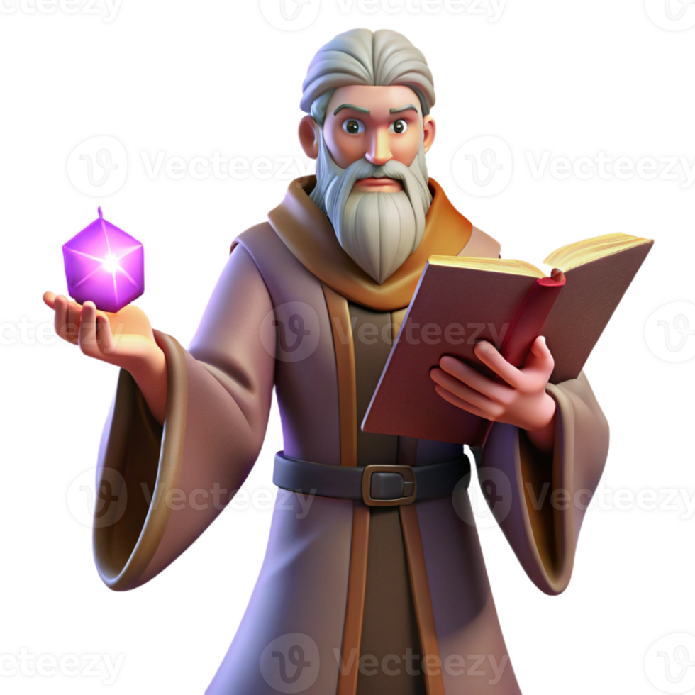 stunning modern Wise Wizard 3D Render original png