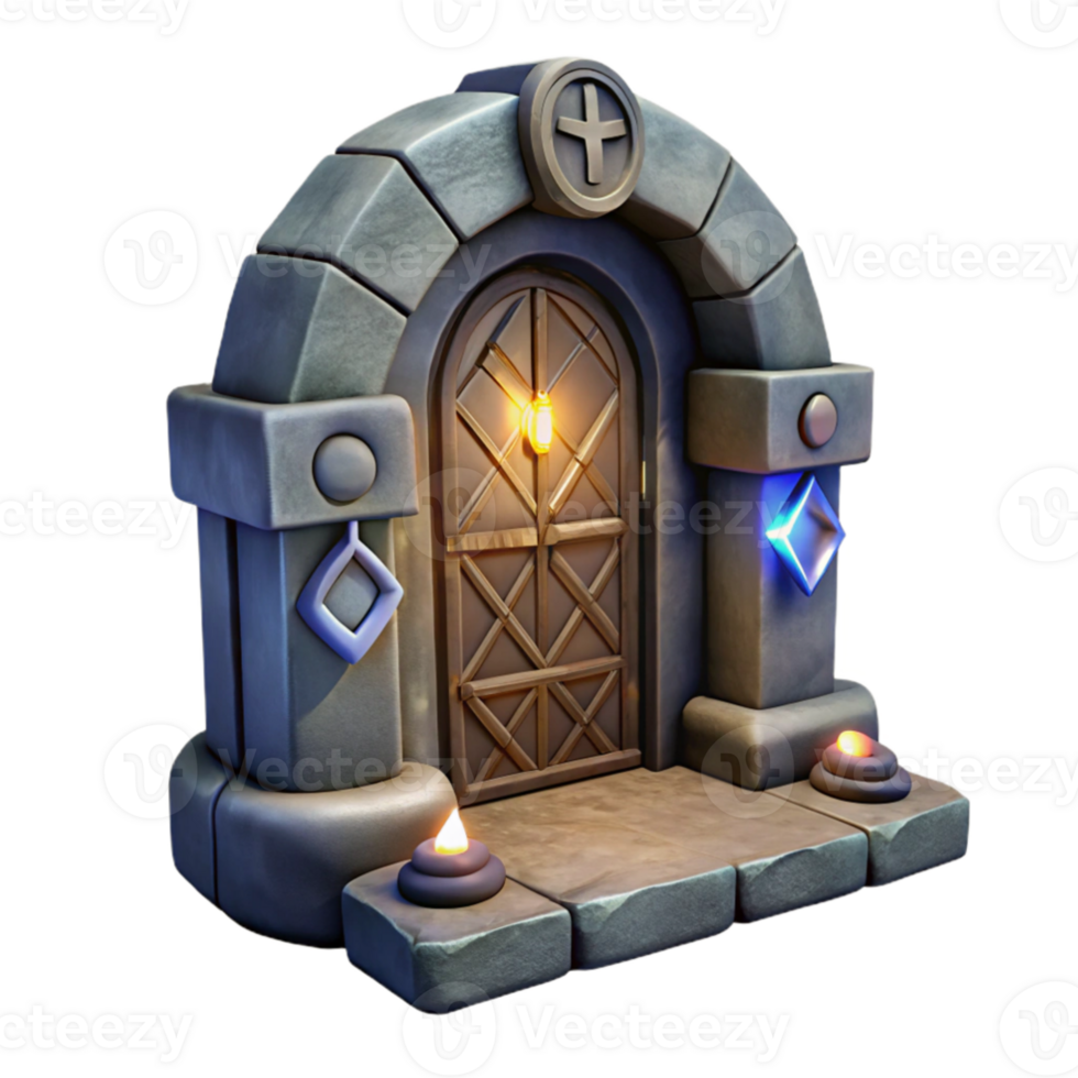 serene minimalist Stylized 3D Stone Doorway Render original png
