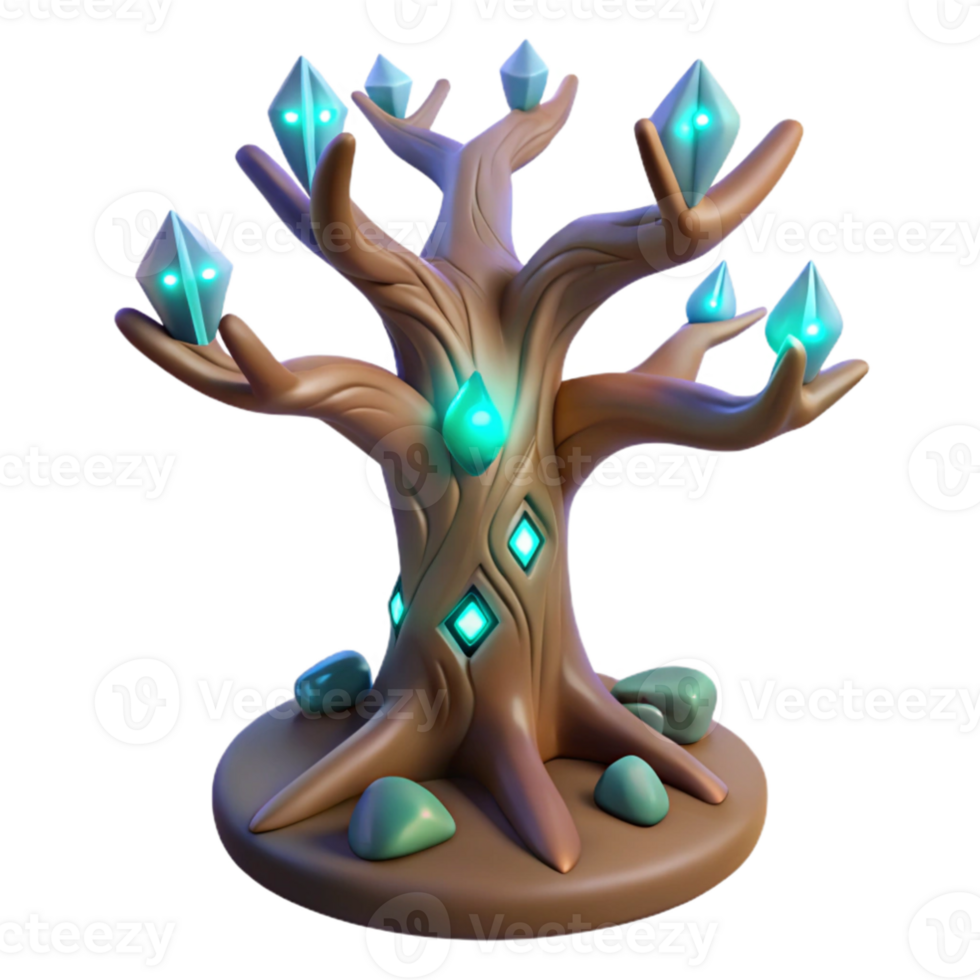 wonderful modern Glowing Crystal Tree 3D Render professional png