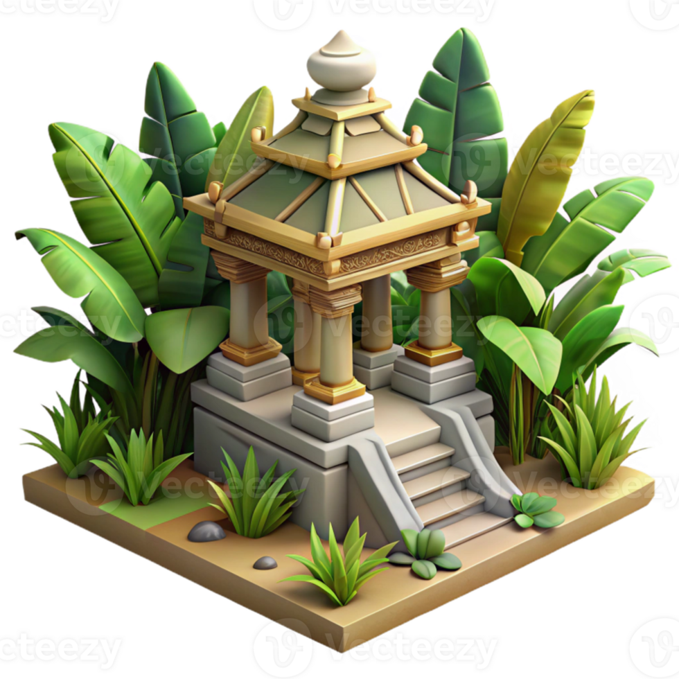 extraordinary rustic Tropical Temple 3D Render exclusive png